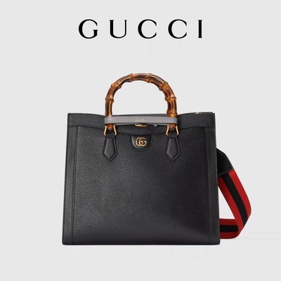 Μαύρη λαβή μπαμπού Tote τσαντών της Diana Gucci πριγκηπισσών δέρματος μέση