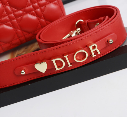 Γυναικεία Red Lambskin My Abcdior Dior Cannage ώμος τσάντα D6806