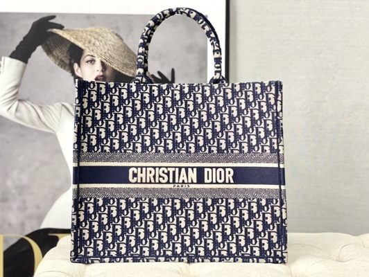 Dior πλάγια κεντητικής τσάντα ώμων καμβά μπλε ναυτική μαρκαρισμένη χριστιανικό βιβλίο μεγάλο