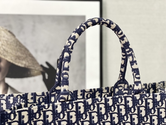 Dior πλάγια κεντητικής τσάντα ώμων καμβά μπλε ναυτική μαρκαρισμένη χριστιανικό βιβλίο μεγάλο