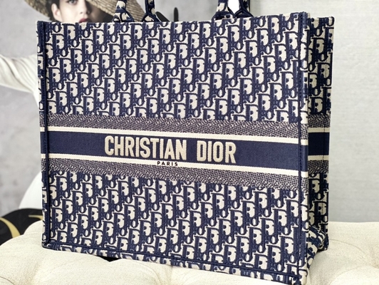Dior πλάγια κεντητικής τσάντα ώμων καμβά μπλε ναυτική μαρκαρισμένη χριστιανικό βιβλίο μεγάλο