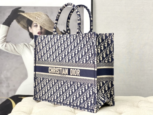 Dior πλάγια κεντητικής τσάντα ώμων καμβά μπλε ναυτική μαρκαρισμένη χριστιανικό βιβλίο μεγάλο