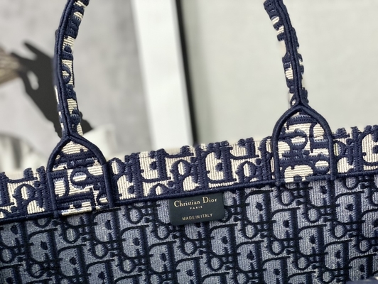 Dior πλάγια κεντητικής τσάντα ώμων καμβά μπλε ναυτική μαρκαρισμένη χριστιανικό βιβλίο μεγάλο