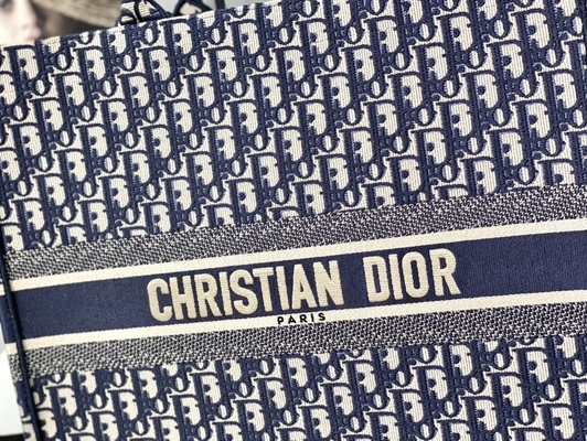Dior πλάγια κεντητικής τσάντα ώμων καμβά μπλε ναυτική μαρκαρισμένη χριστιανικό βιβλίο μεγάλο