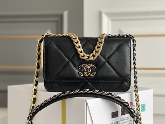 Προβιά χρυσό Preloved που μαρκάρεται την τσάντα Chanel 19 την τσάντα χτυπημάτων μίνι cOem