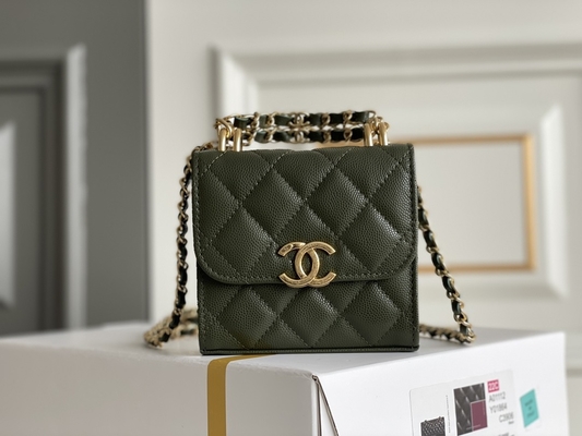 Κλασική χρυσή διπλή τσάντα AP3020 της Chanel 2way δέρματος σιταριού Γ