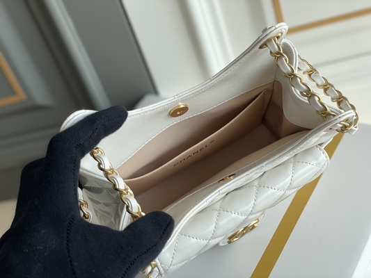 Κλασικό άσπρο δέρμα βοδιού Preloved που μαρκάρεται την αλυσίδα Chanel τσαντών 2023 τσάντες κρουαζιέρας