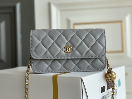 Μαύρο μίνι WOC της Coco Chanel πορτοφόλι τσαντών συμπλεκτών σε μια αλυσίδα CF20