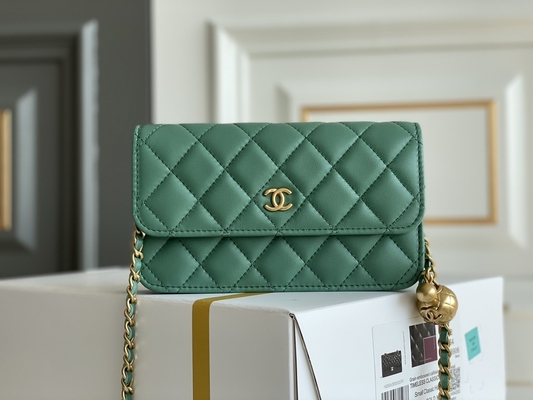 Μαύρο μίνι WOC της Coco Chanel πορτοφόλι τσαντών συμπλεκτών σε μια αλυσίδα CF20