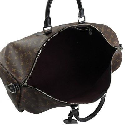 Ντυμένος το Macassar καμβάς LV Keepall BandoulièRe 55 Louis Vuitton M56714