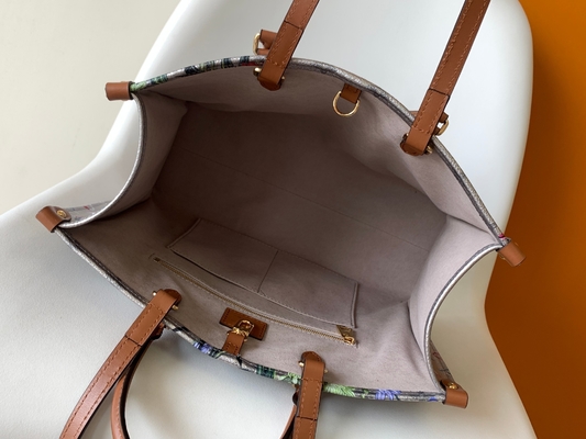 Floral Louis Vuitton Onthego Empreinte ασημένια ντυμένη τσάντα Tote καμβά cOem