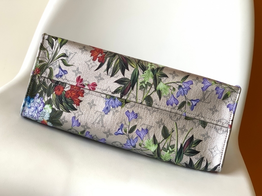 Floral Louis Vuitton Onthego Empreinte ασημένια ντυμένη τσάντα Tote καμβά cOem