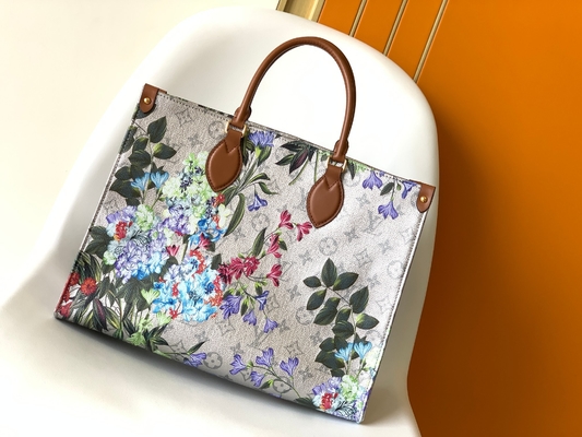 Floral Louis Vuitton Onthego Empreinte ασημένια ντυμένη τσάντα Tote καμβά cOem