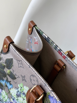 Floral Louis Vuitton Onthego Empreinte ασημένια ντυμένη τσάντα Tote καμβά cOem