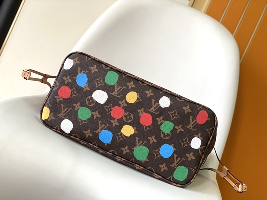 μαύρη LV Χ Yayoi Kusama Louis Vuitton Neverfull τσάντα ΚΚ μονόγραμμα πολύχρωμη