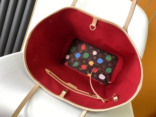 μαύρη LV Χ Yayoi Kusama Louis Vuitton Neverfull τσάντα ΚΚ μονόγραμμα πολύχρωμη
