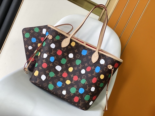 μαύρη LV Χ Yayoi Kusama Louis Vuitton Neverfull τσάντα ΚΚ μονόγραμμα πολύχρωμη