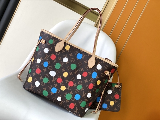 μαύρη LV Χ Yayoi Kusama Louis Vuitton Neverfull τσάντα ΚΚ μονόγραμμα πολύχρωμη