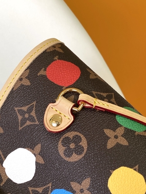 μαύρη LV Χ Yayoi Kusama Louis Vuitton Neverfull τσάντα ΚΚ μονόγραμμα πολύχρωμη