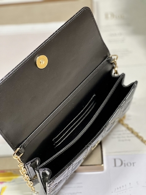 Μαρκαρισμένος την κυρία Dior Patent Clutch Small μαργαριτάρι τη μαύρη περάτωση κτυπήματος