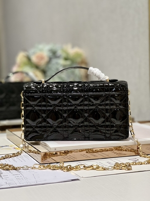 Μαρκαρισμένος την κυρία Dior Patent Clutch Small μαργαριτάρι τη μαύρη περάτωση κτυπήματος