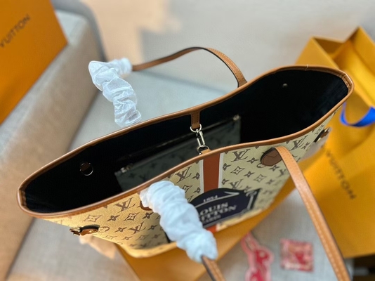 Μαρκαρισμένο μονόγραμμα Neverfull τσαντών της Louis Vuitton γυναικών Preloved μπεζ τσάντα