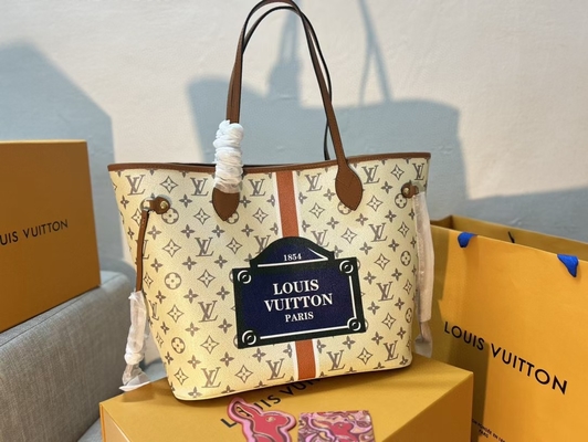 Μαρκαρισμένο μονόγραμμα Neverfull τσαντών της Louis Vuitton γυναικών Preloved μπεζ τσάντα
