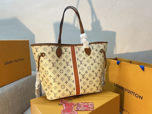 Μαρκαρισμένο μονόγραμμα Neverfull τσαντών της Louis Vuitton γυναικών Preloved μπεζ τσάντα