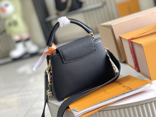 Goatskin μαρκαρισμένη Preloved τσάντα Louis Vuitton Capucines επένδυσης μίνι