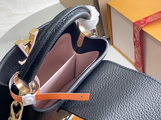Goatskin μαρκαρισμένη Preloved τσάντα Louis Vuitton Capucines επένδυσης μίνι