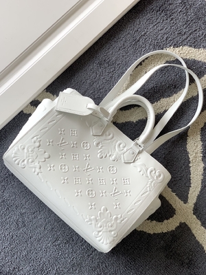Άσπρο μονόγραμμα Preloved που μαρκάρεται το σάκο Plat Tote της Louis Vuitton τσαντών