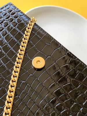 Δερμάτων βοδιού της YVES SAINT LAURENT μαύρος μικρός θύσανος της Kate αλυσίδων τσαντών χρυσός