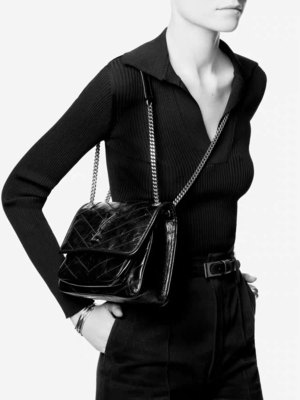 WOC της YVES SAINT LAURENT λαβών δέρματος που μαρκάρεται την τσάντα DND1N 1000 αγγελιοφόρων τη NIKI