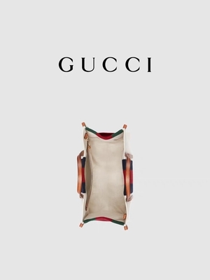 Της Gucci άσπρη βαμβακιού τσάντα Tote καμβά μίνι μπλε ριγωτή που ενδασφαλίζει το Γ