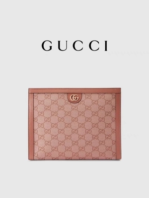 Μίνι ρόδινη σακούλα συμπλεκτών Ophidia Gucci δέρματος καμβά με την περάτωση φερμουάρ
