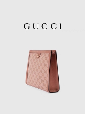 Μίνι ρόδινη σακούλα συμπλεκτών Ophidia Gucci δέρματος καμβά με την περάτωση φερμουάρ