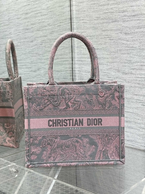 Μικρό ροζ του Christian Dior Booktote και Gray Toile de Jouy Sauvage κεντητική