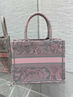 Μικρό ροζ του Christian Dior Booktote και Gray Toile de Jouy Sauvage κεντητική