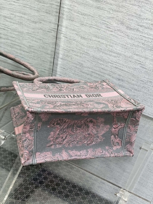 Μικρό ροζ του Christian Dior Booktote και Gray Toile de Jouy Sauvage κεντητική
