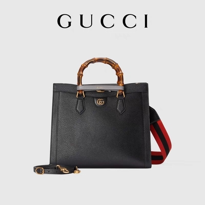 Μαύρη λαβή μπαμπού Tote τσαντών της Diana Gucci πριγκηπισσών δέρματος μέση