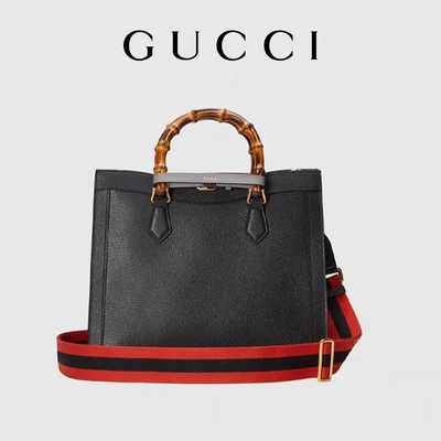Μαύρη λαβή μπαμπού Tote τσαντών της Diana Gucci πριγκηπισσών δέρματος μέση