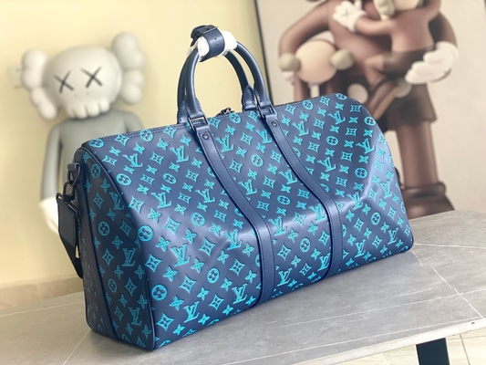 Τσάντα Keepall BANDOULIÈRE 50 των μεγάλων μαρκαρισμένη ατόμων μπλε τσάντες της Βοστώνης