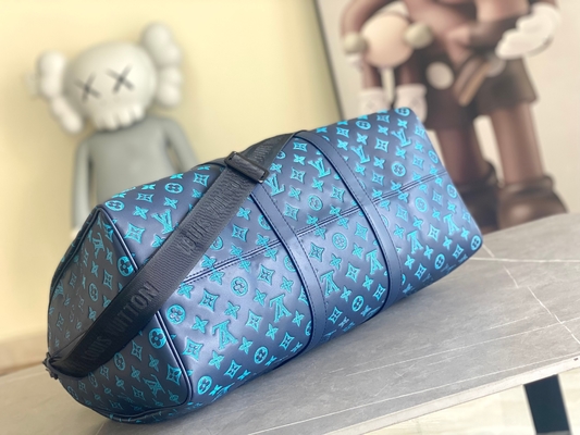 Τσάντα Keepall BANDOULIÈRE 50 των μεγάλων μαρκαρισμένη ατόμων μπλε τσάντες της Βοστώνης