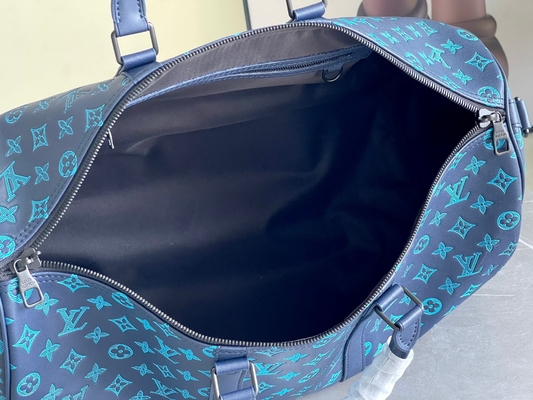Τσάντα Keepall BANDOULIÈRE 50 των μεγάλων μαρκαρισμένη ατόμων μπλε τσάντες της Βοστώνης